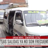 Escasez de combustible limita salidas diarias de buses hacia Copacabana