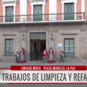 Refacciones y limpieza en Plaza Murillo previo a la toma de posesión del nuevo mandatario